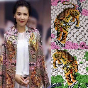 2017 New New Europe and the United States Tiger figure printed clothing fabric handmade DIY dress 145cm*50cm