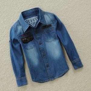2017 Spr-Autumn Kids Shirts Long Sleee Boys Shirts Denim Jeans Thin Trench For Boy Clothes Summer Shorts Clothes Height 85-155cm