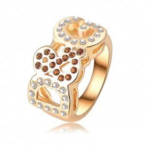 Brilliant Women Rings Jewellery  Gold Color Letter Ring Made With Genuine  Elements Austrian Crystal Ri-HQ0028
