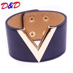 Europe And The Big Leather Bracelet Simple All-Match MS OL V Word Wide Leather Bracelet 2017 New Hand Jewelry