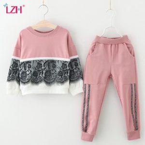 LZH Children Clothing 2018 Spring Autumn Girls Clothes T-shirt+Pants 2pcs Kids Clothes Girls Sport Suits For Girls Clothing Sets