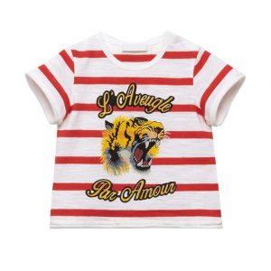 Little Maven New Boys Summer Fashion Angry Tiger Striped Short O-neck Brand Cotton Quality Knitted Children Tshirt