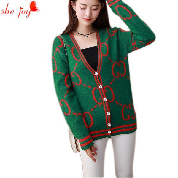 Casual Stylish Long Sleeve Knitted Women Cardigan V Neck Female Autumn Clothes Brand New Design Women's Top Sweater Cardigans