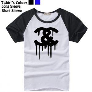 Cocaine And Caviar Crooks and Castles C&C Black Symbol Design Long Short Sleeve T-Shirt Mens Boys Tee Tops Black or Blue Sleeve