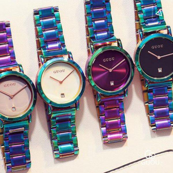 GUOU Watch Women Fashion Colorful Stainless Steel Ladies Watch Luxury Exquisite Women's Watches reloj mujer relogio feminino