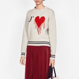 Amour embroidered sweater in cashmere knit