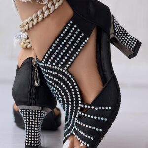 Peep Toe Zip Back Rhinestone Latin Dace Shoes