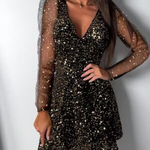 NEWAllover Sequin Backless Criss Cross Party Dress