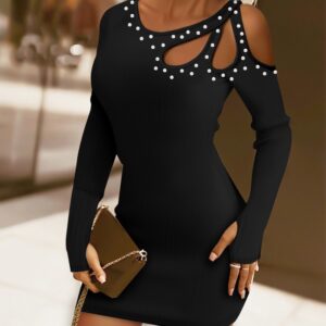 Hollow Out Beaded Bodycon Dress