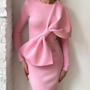 NEWBowknot Decor Long Sleeve Party Dress
