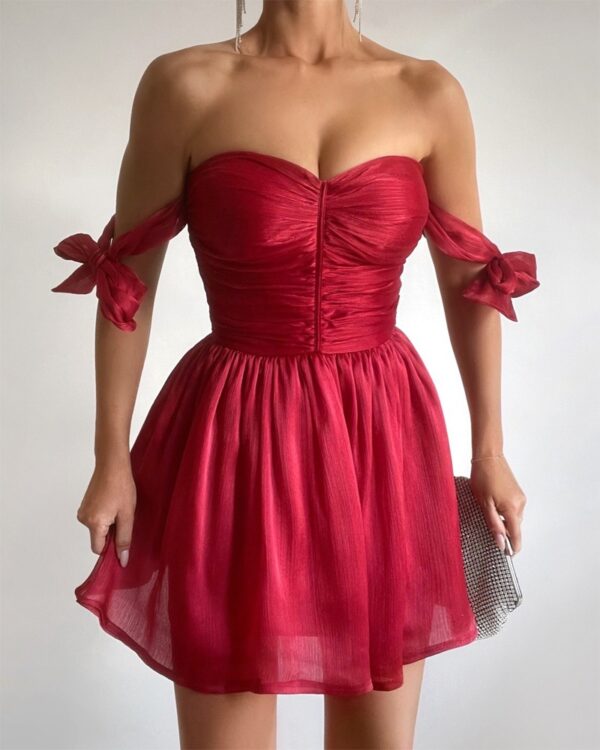 NEWBowknot Decor Ruched Party Dress
