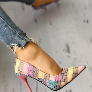 Contrast Color Pointed Toe Thin Heels